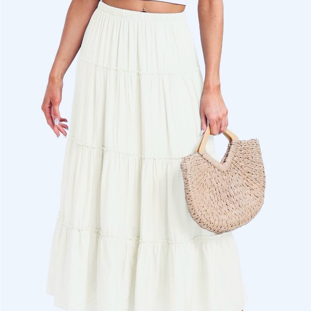 Elegant Cream Maxi Skirt
